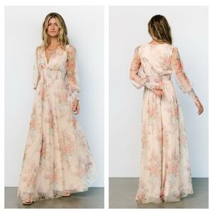Baltic Born Floral Maxi Dress in Cream and Pink